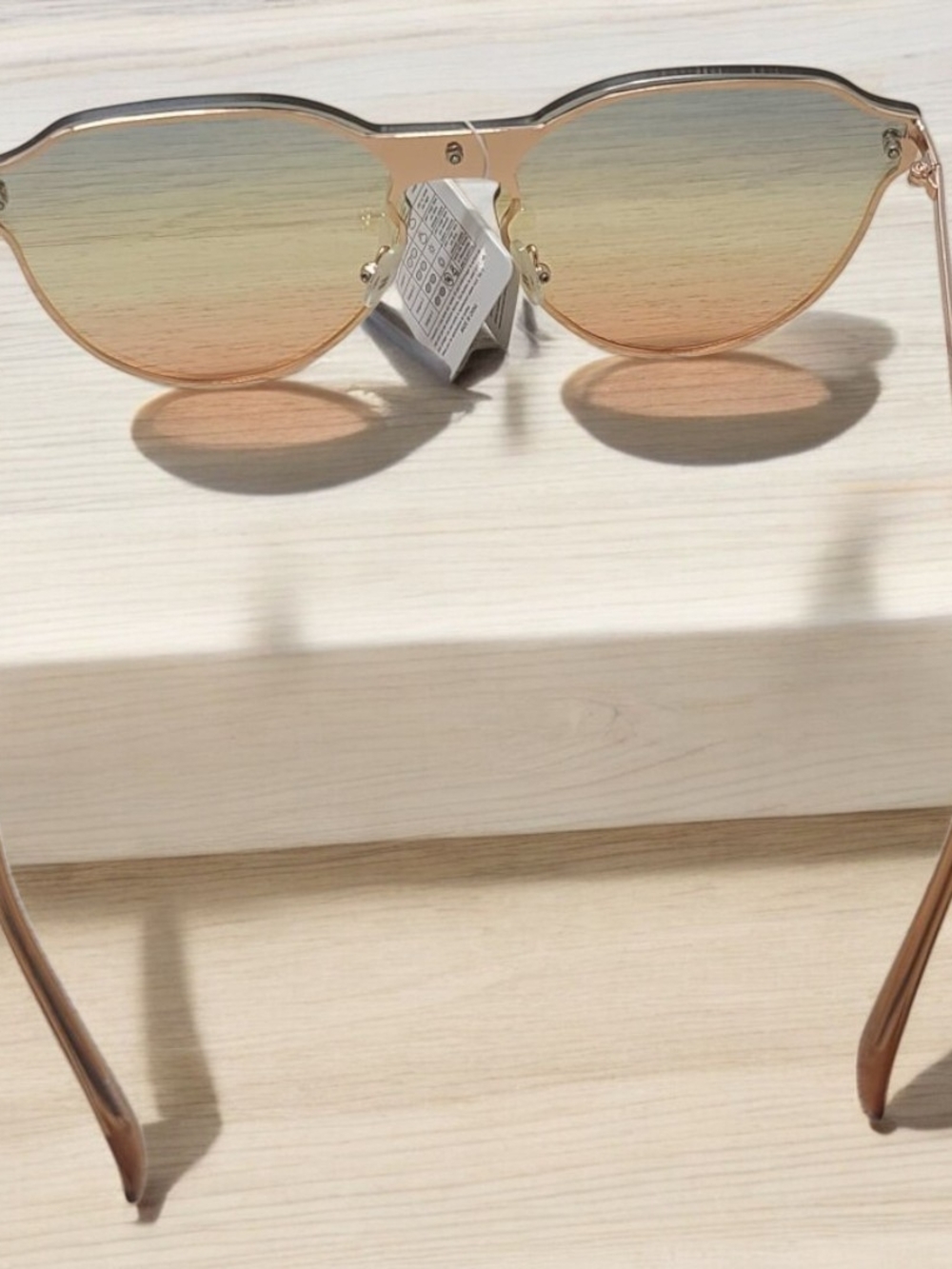 Gold Rim Aviator Sunglasses - Clear/Light Gold Lens - Picture 2 of 3
